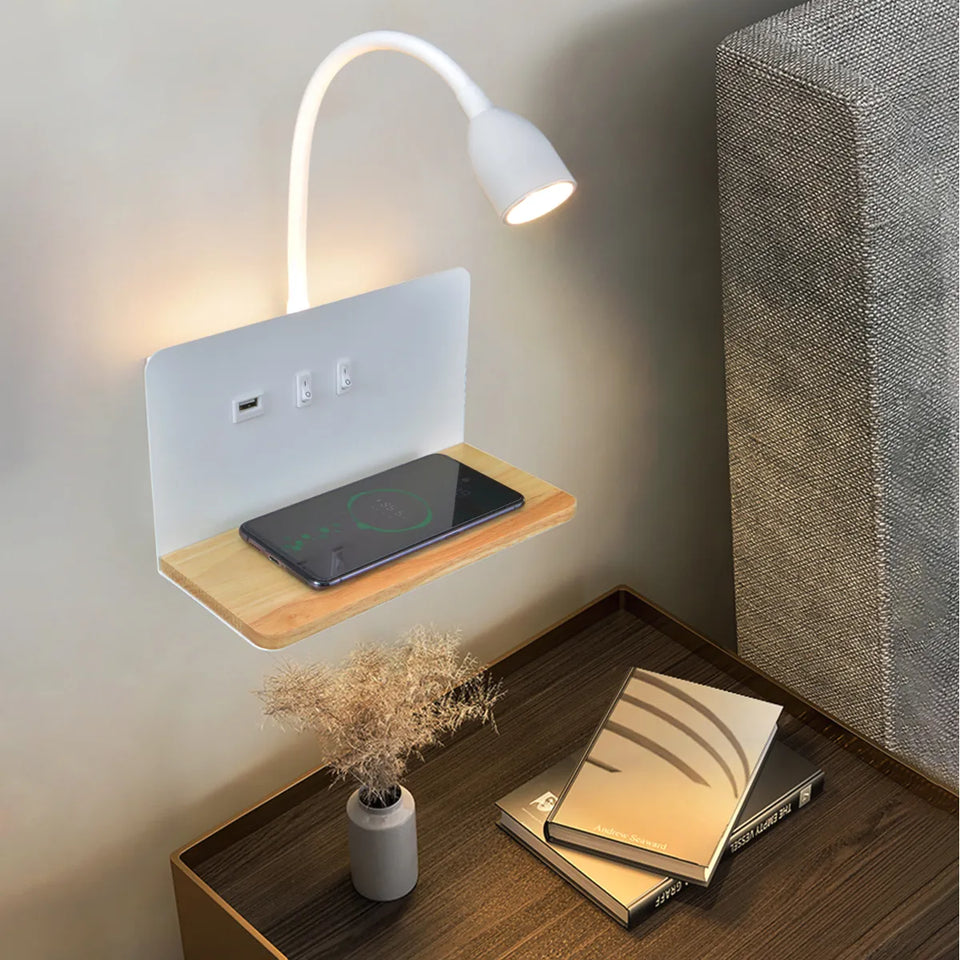 applique murale led intérieur usb sans fil moderne rotative 360° interrupteur veilleuses chevet