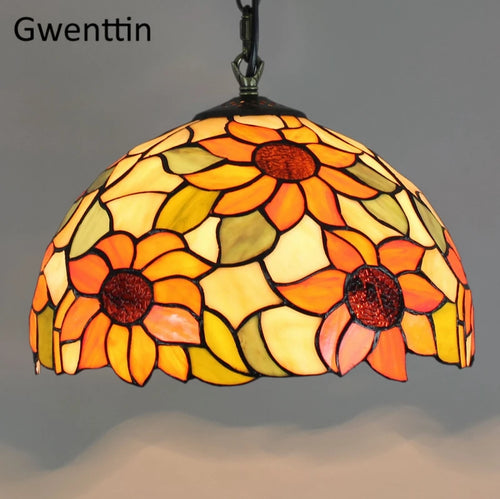 Pendelleuchte aus getöntem Glas im Tiffany-Stil für moderne Einrichtung - vue 9 sur 14