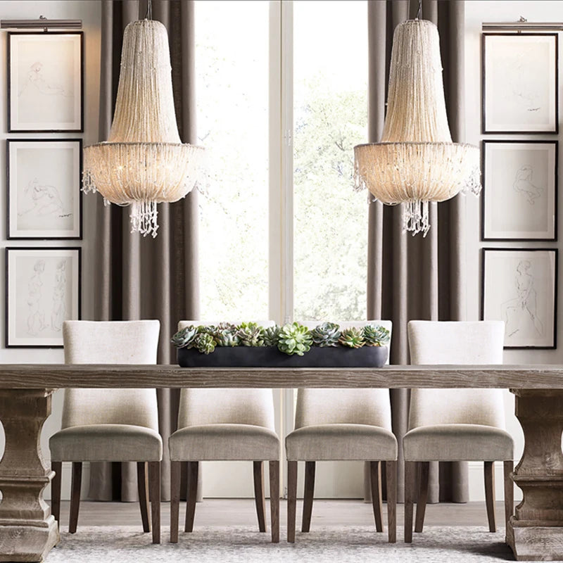 suspension en cristal transparent au design rétro et luxueux - vue 5 sur 10