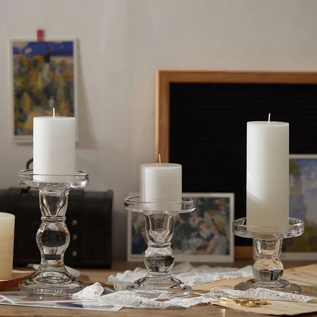 bougeoirs en verre transparent pour décoration intérieure et événements - vue 3 sur 9