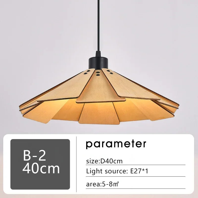 Minimalistischer Kronleuchter aus Walnussholz für modernes Vintage-Interieur - vue 14 sur 14