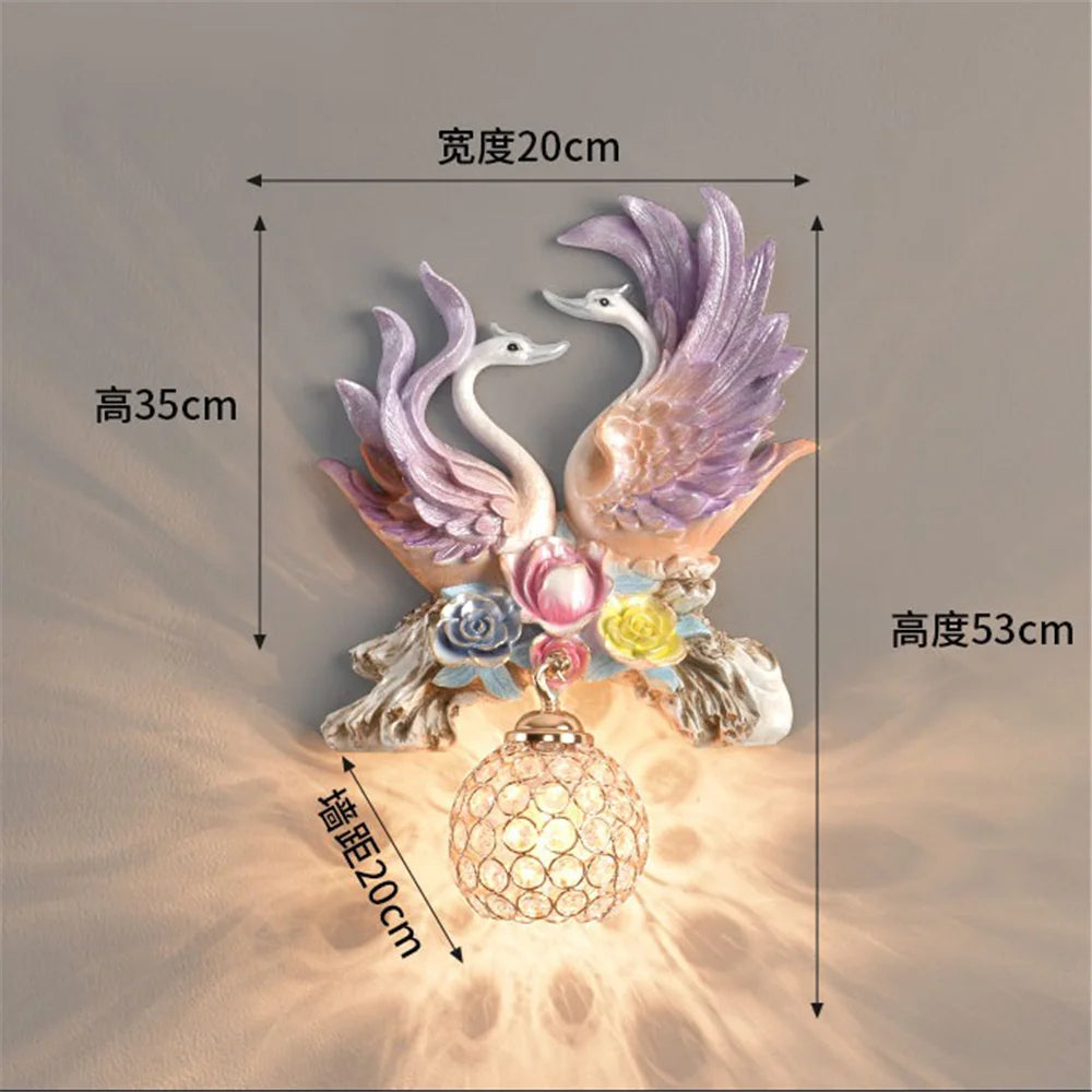 applique murale led en résine cygne décoration créative et moderne - vue 8 sur 10