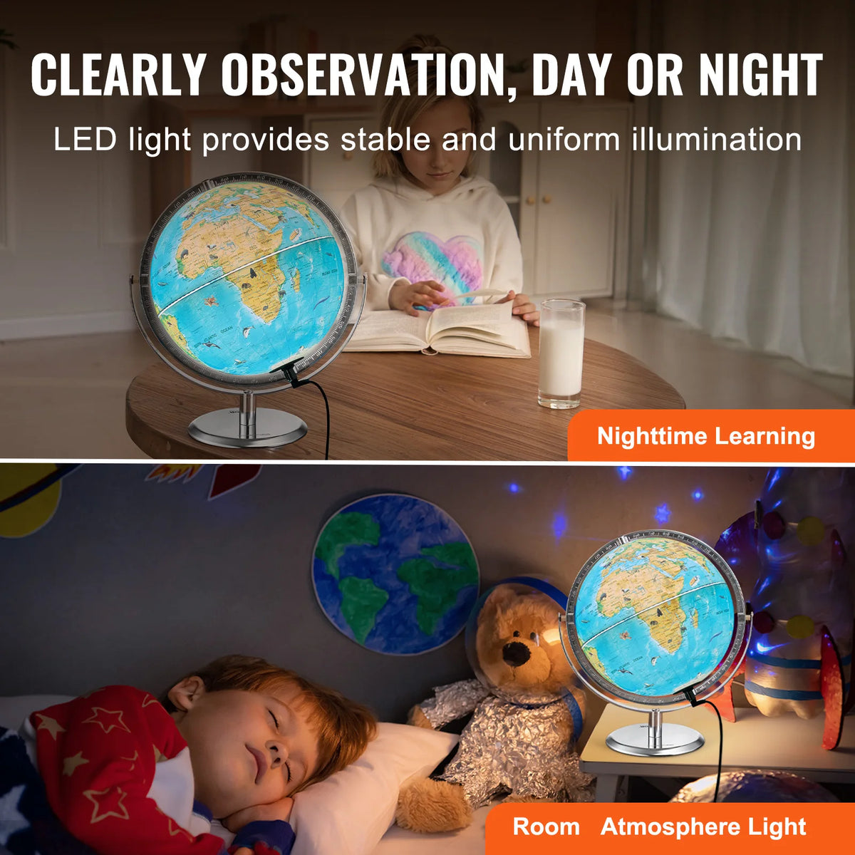 VEVOR Educational Globe 10in/254mm Interactive AR World Globe LED Night Lighting,  AR APP Compatible with Android or iOS Devices - vue 5 sur 7