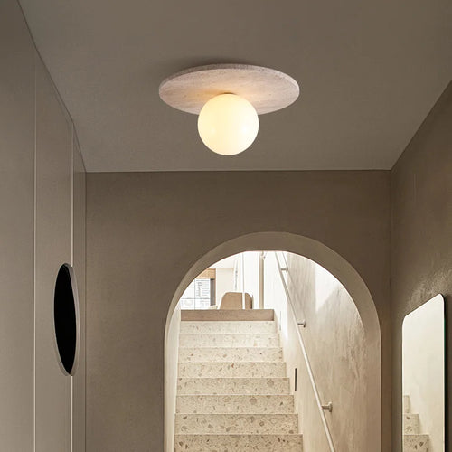 Wandleuchte im Retro-Design aus Naturstein mit dekorativer LED - vue 3 sur 6
