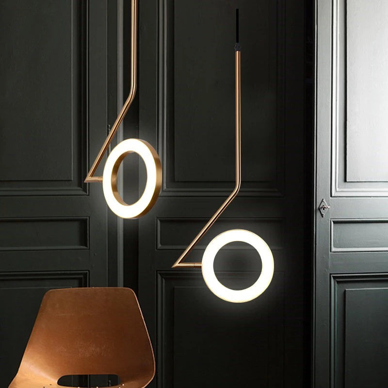 suspension design nordique anneau fer led décorative - vue 3 sur 8