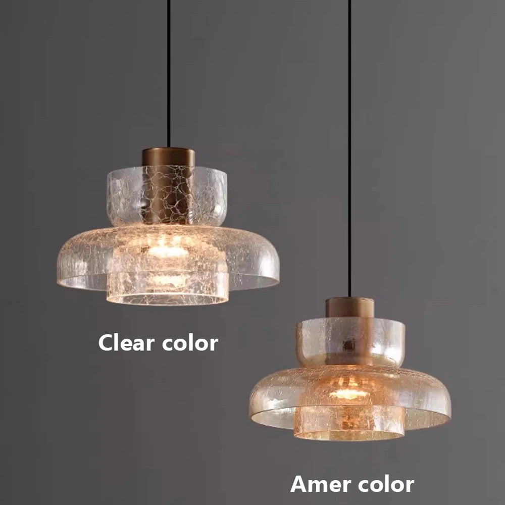 suspension led rétro en verre pour éclairage moderne et ambiance élégante - vue 4 sur 12
