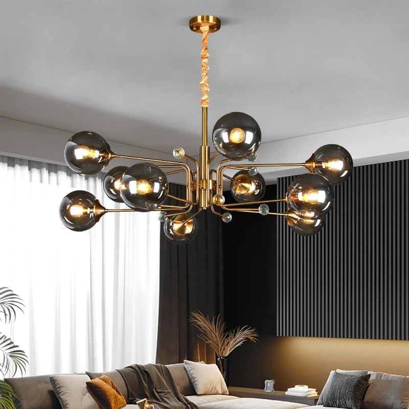 lustre led moderne 10 globes - vue 5 sur 18