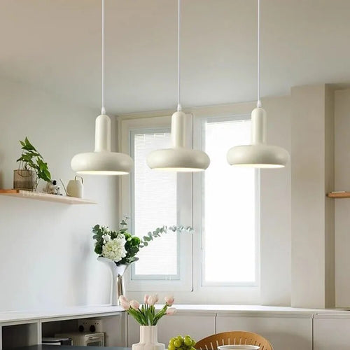 Bauhaus Pendelleuchte nordisch retro weiß - vue 4 sur 12