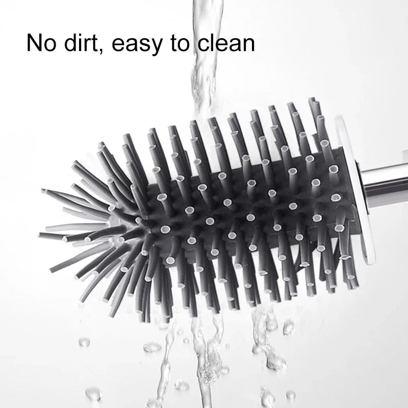 brosse de toilette en silicone avec support mural ou sur pied - vue 5 sur 10