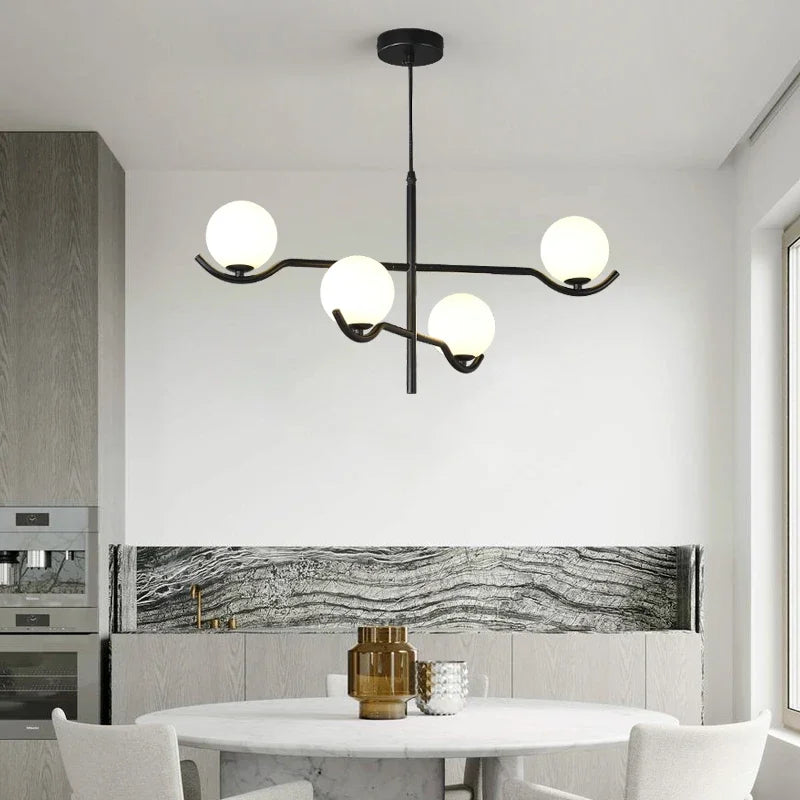 lustre design en verre et métal luminaires suspendus - vue 4 sur 9