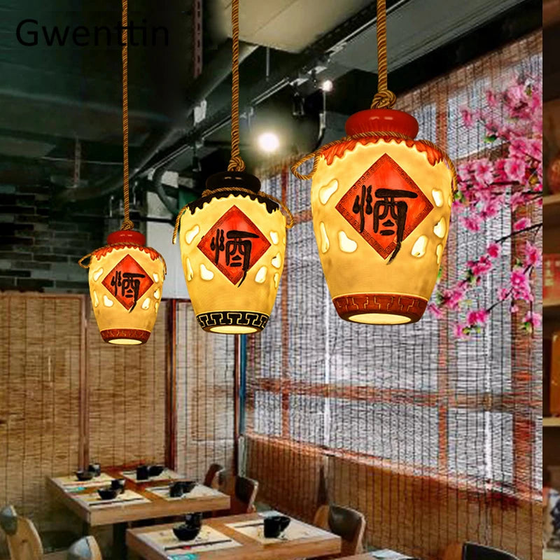 suspension pot à vin style chinois pour décoration intérieure - vue 6 sur 12
