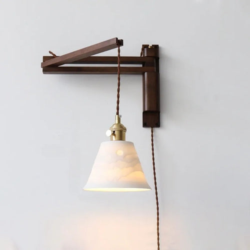 LED-Wandleuchte Retro Japanisch Teleskopisch aus Messing und Glas - vue 3 sur 15
