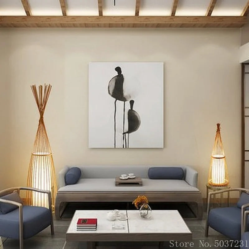 Lampadaire en bambou de style chinois - vue 4 sur 9