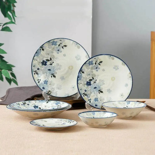 Assiettes ceramique emaillee style floral japonais quotidien