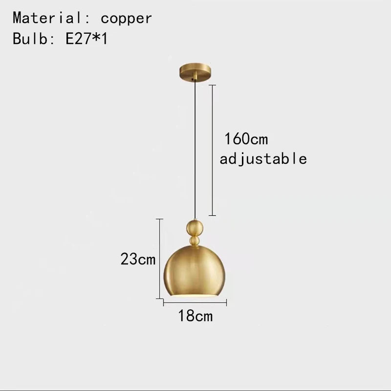 Vintage-Pendelleuchte aus Kupfer mit höhenverstellbarem Kabel