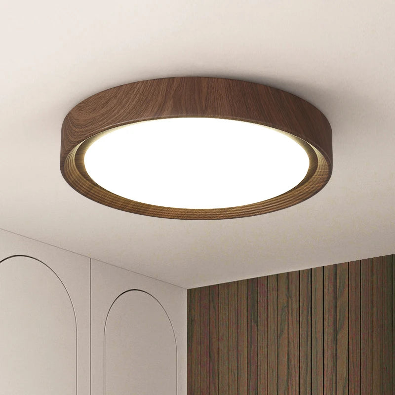 Plafonnier led en bois rond pour décoration intérieure - vue 4 sur 12