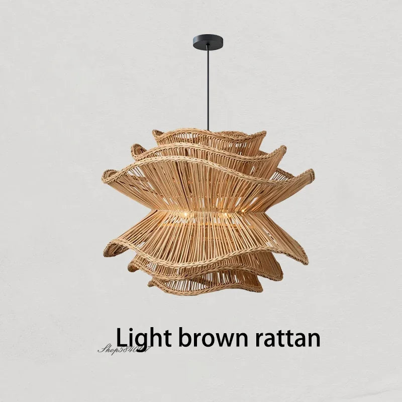 Lampe créative en rotin à plusieurs niveaux