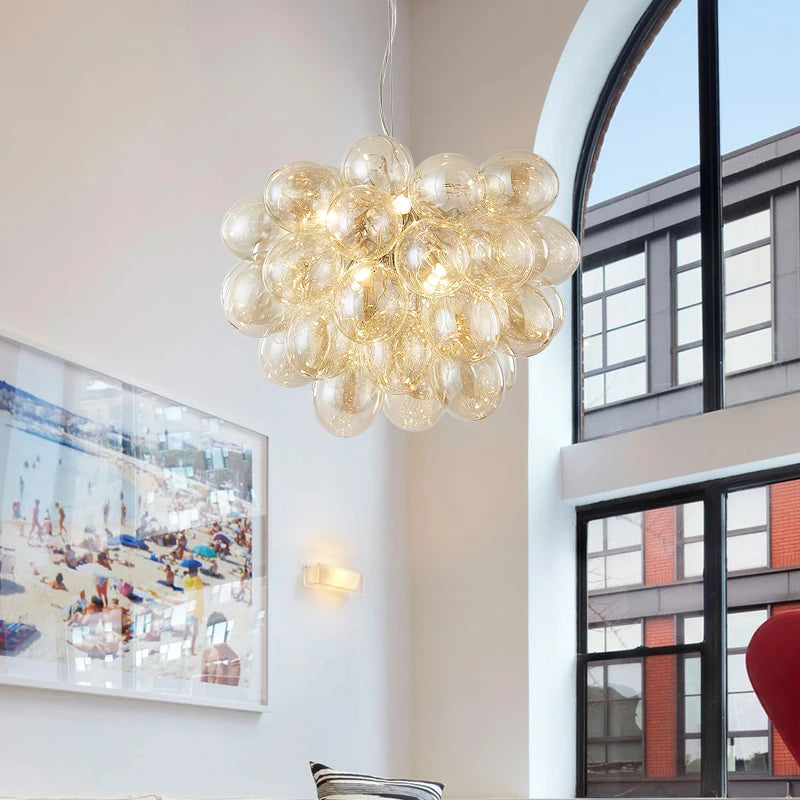 lustre moderne en verre décoratif pour éclairage créatif - vue 3 sur 16