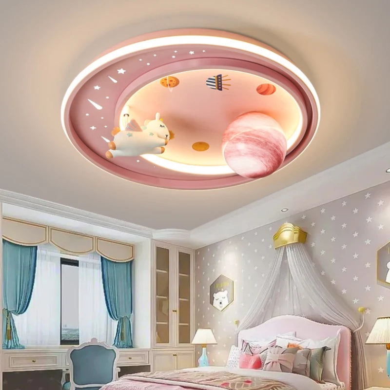 Deckenleuchte Kinderzimmer Astronaut und Einhorn Design Niedlich - vue 5 sur 8