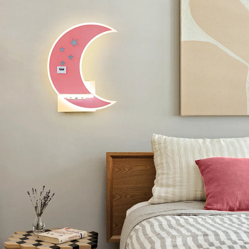Moderne LED-Wandleuchte Mond minimalistisch mit USB-Ladegerät - vue 3 sur 16