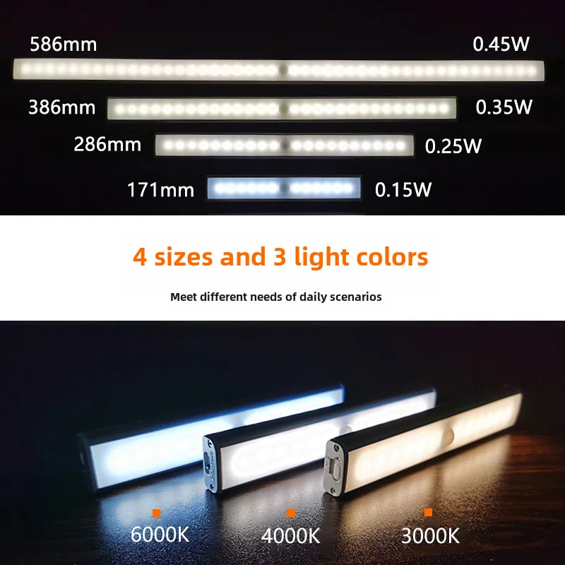 Luz inteligente humana portátil LED nocturna, carga por USB, inducción de emergencia, armario de cabecera, iluminación de interr - vue 2 sur 6
