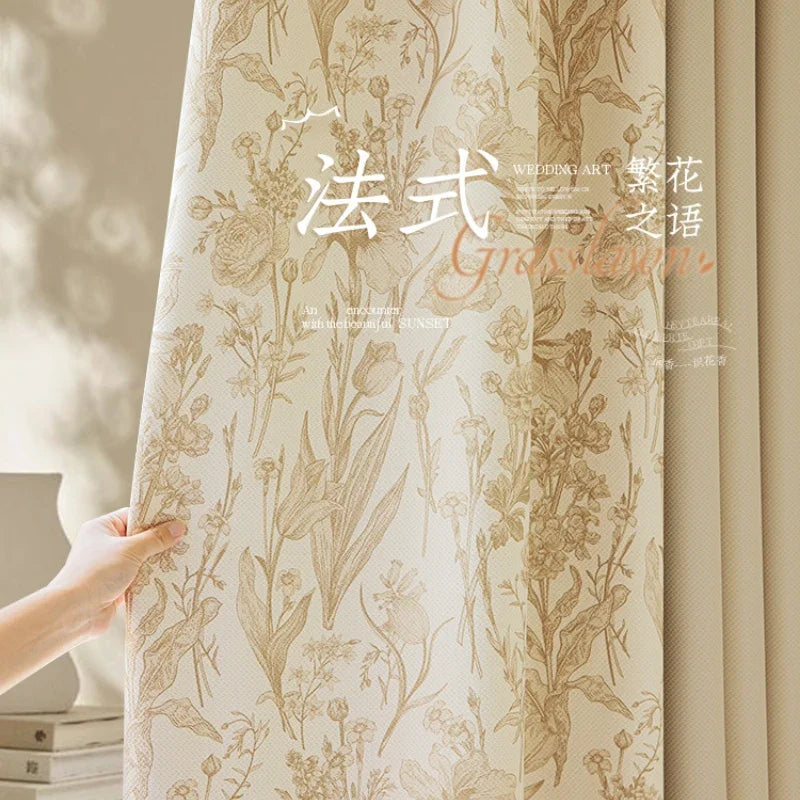 Rideau floral style retro chic pour salon chambre