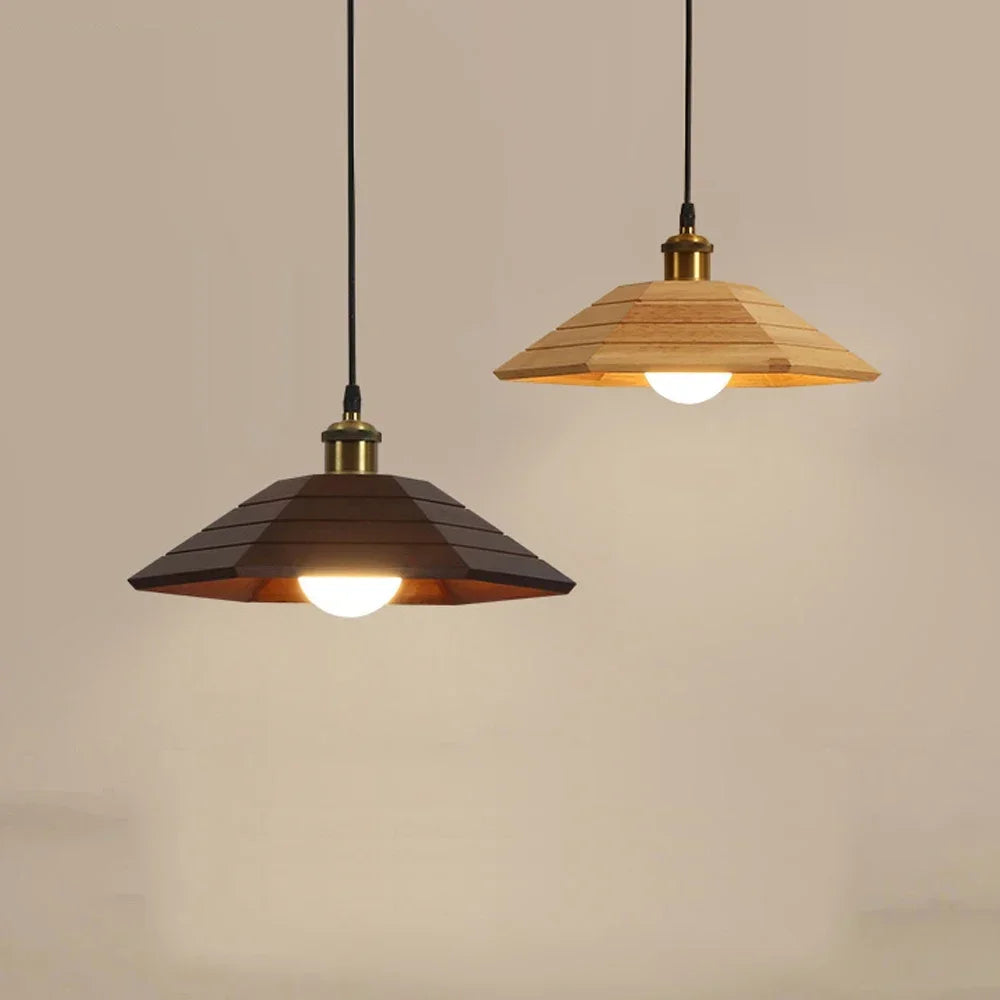 lustre moderne en bois massif éclairage pour restaurant et bar - vue 2 sur 8