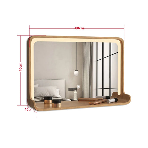 miroir en bois massif avec éclairage led et fixation murale - vue 28 sur 29