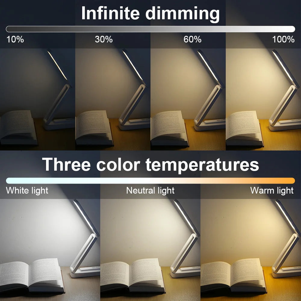 lampe de bureau pliable tactile avec télécommande et intensité variable - vue 4 sur 7