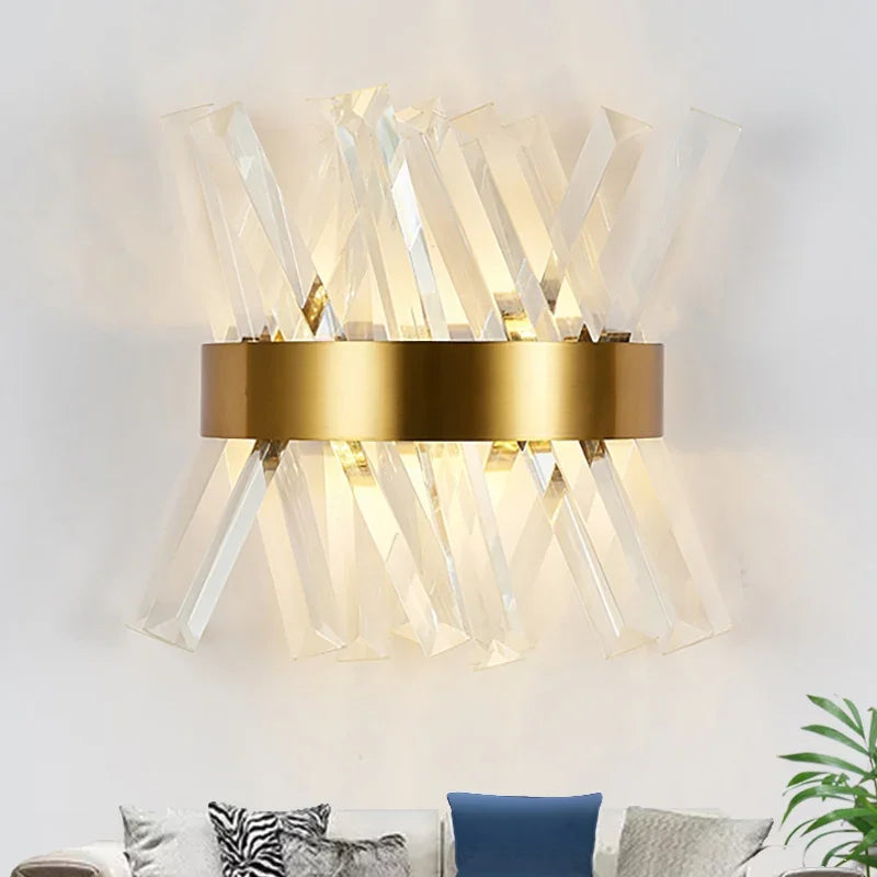 applique murale en cristal doré pour intérieur moderne - vue 3 sur 6