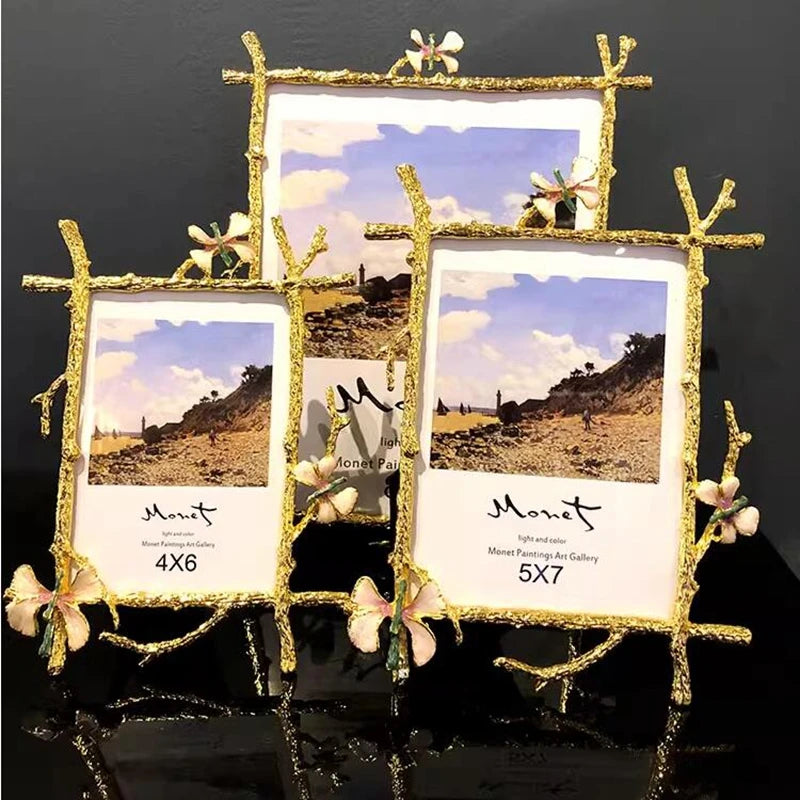Golden Metal Pictures Frame, Photo Albums, Home Decor, Fashion, RNordic Style, XC068, 6 ", 7", 8 ", 10"