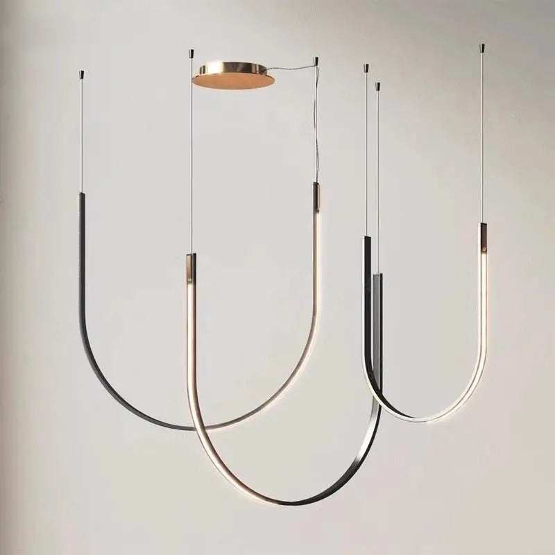 lustre design moderne en forme de u pour espaces industriels et créatifs - vue 4 sur 9