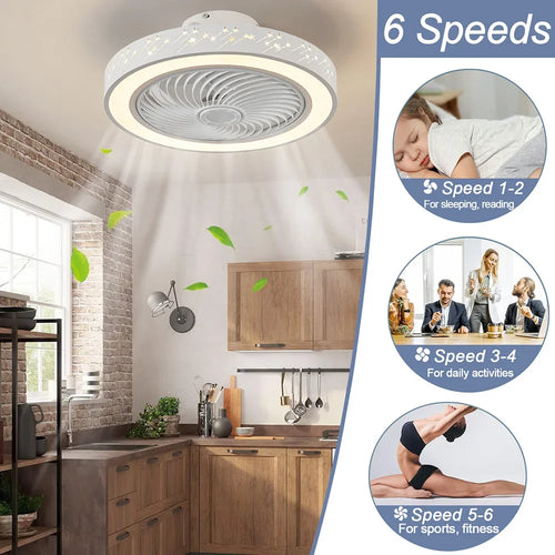plafonnier led dimmable 6 vitesses avec télécommande moderne - vue 2 sur 7