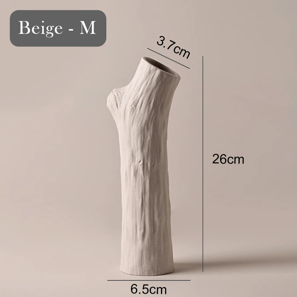 vase en forme de tronc d'arbre en céramique décorative pour fleurs - vue 9 sur 11