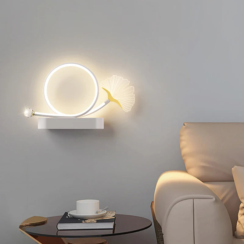 applique murale led tricolore protection yeux design feuille ginkgo - vue 3 sur 12