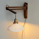 LED-Wandleuchte Retro Japanisch Teleskopisch aus Messing und Glas