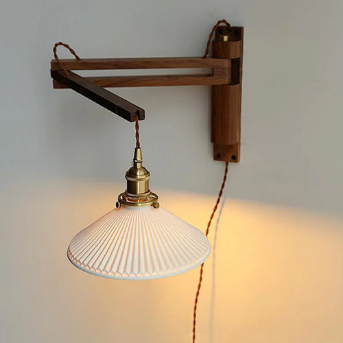 LED-Wandleuchte Retro Japanisch Teleskopisch aus Messing und Glas - vue 4 sur 15