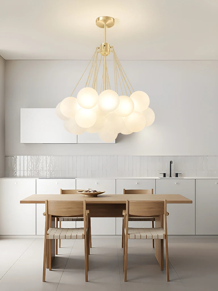 LED élégant moderne bulle boule plafond lustre ivoire verre suspension lumières nordique pour salle à manger Restaurant lampe suspendue - vue 6 sur 10