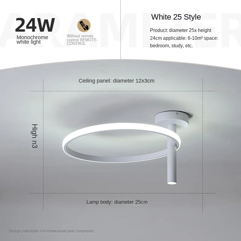 Moderner LED-Deckenleuchte Minimalistisch Ringförmig für Wohnräume - vue 20 sur 24