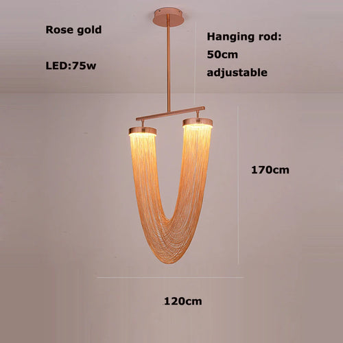 lustre art déco led dimmable en aluminium doré design élégant moderne - vue 17 sur 21