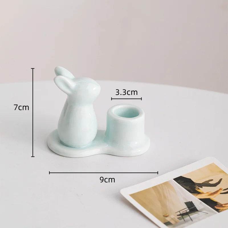 bougeoirs en céramique lapin décoratifs pour la maison - vue 10 sur 11