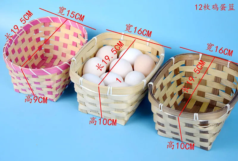 panier en bambou tressé pour œufs pain fruits et pique-nique - vue 4 sur 6