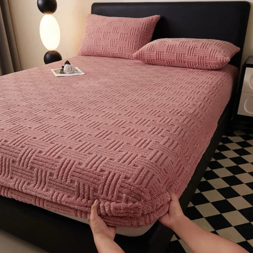 Plush Mattress Cover For Bed,stretch Soft Material Fitted Sheet, Keep Warm,dust Protector,machine Washable 90X200,180X200