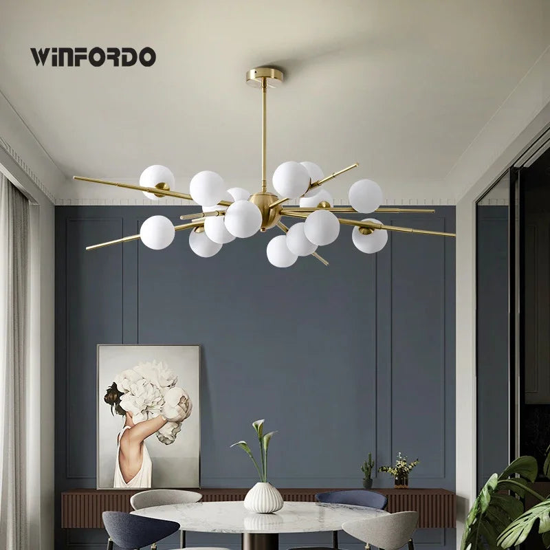 suspension LED en forme de boule de verre design moderne