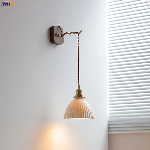 LED-Wandleuchte Nussbaum Kupfer Modern mit Steckermontage - vue 3 sur 23