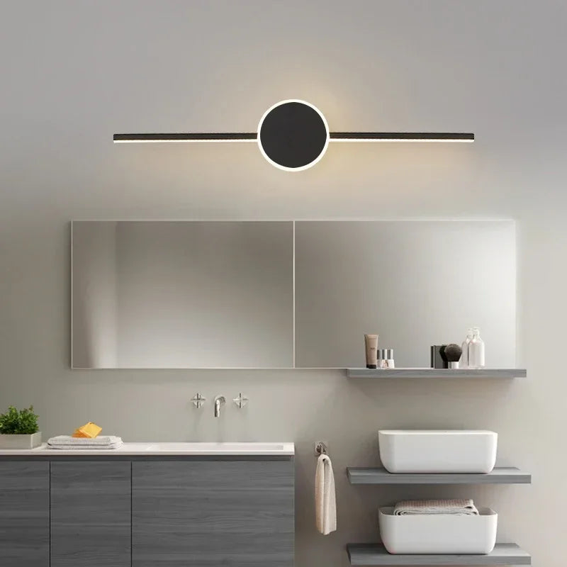 Lampe de applique murale LED moderne 60CM miroir décor longue bande lumineuse ronde base carrée ou appliques murales toilette douche hôtel éclairage lustre - vue 4 sur 10