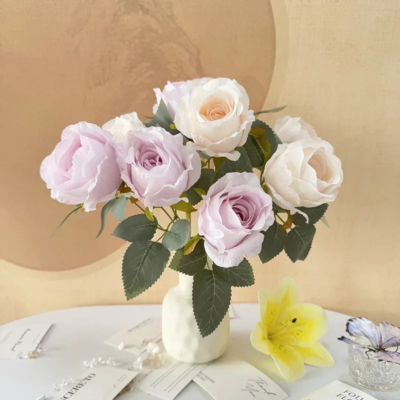 bouquet de roses artificielles en soie pour mariée décoration élégante - vue 4 sur 16