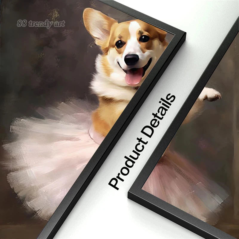 portraits de ballerine de chien art abstrait mural kawaii - vue 7 sur 26