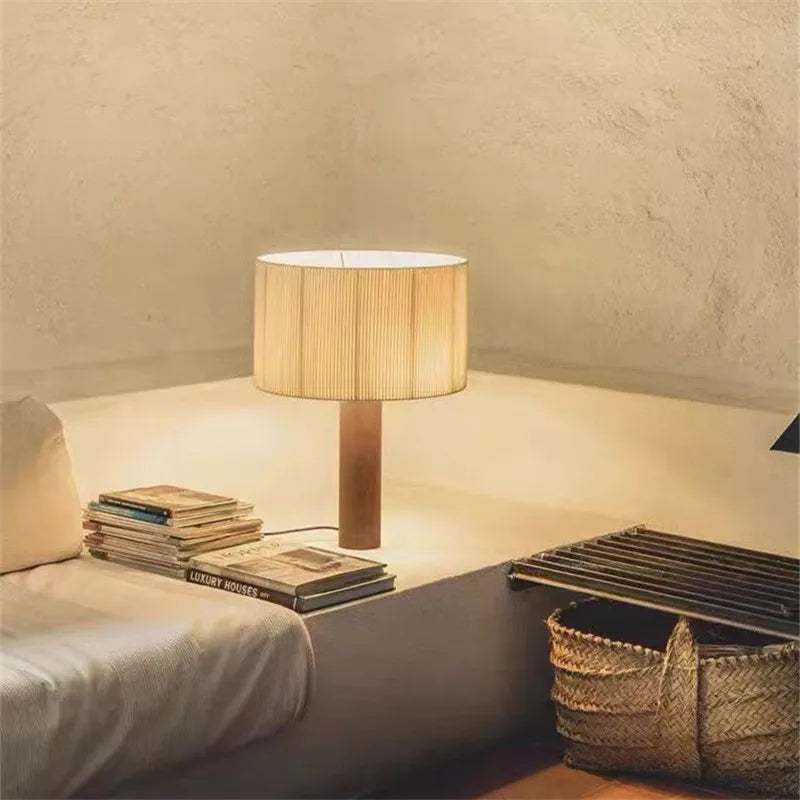 lampe à poser en bois massif style wabi sabi minimaliste - vue 3 sur 9