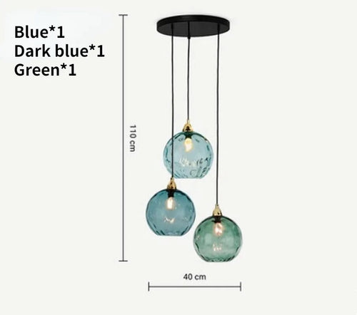 Kronleuchter aus farbigem Glas mit Wasserstruktur nordisches Design modern - vue 23 sur 29